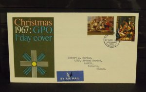 15377   GREAT BRITAIN   FDC # 522, 524      Christmas 1967
