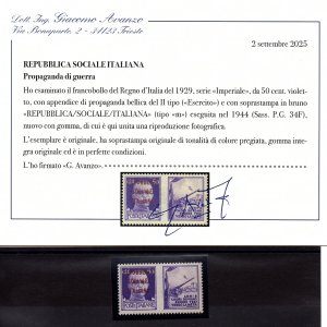 War Propaganda Cent. 50 Buna Overprint No. 34F - MNH