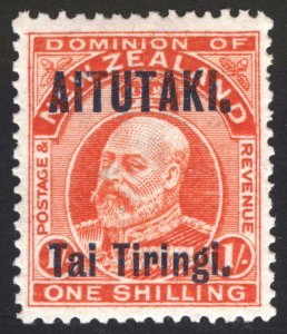 Aitutaki Cook Islands 1914 1s Vermilion SG 12 Scott 13 LMM/MLH Cat £60($77)