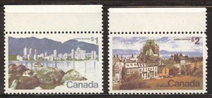 Canada Scott 600-01 MNHOG - 1974 Vancouver and Quebec H/Vs of Set - SCV $10.50