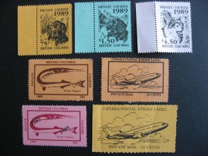 Canada 7 different postal strike, private courier labels MNH mixed condition