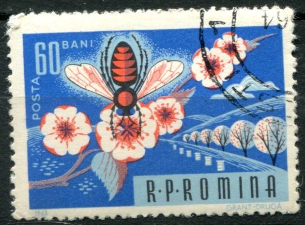 Romania Sc#1586 Used, 60b multi, Apiculture and Sericulture (1963)