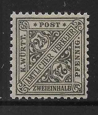 Germany Wurttemberg o120 2 1/2pf Official single MNH