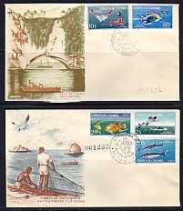 Colombia, Scott cat. 760-1, C481-3. Marine Life & Fishing. First day covers.