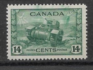 1943 Canada 259 14¢ Ram Tank MNH with printing ink smear flaw (EFO)