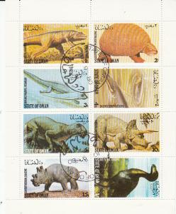 State of Oman - Dinosaurs Sheetlet of EIght Cancelled