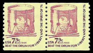 PCBstamps  US #1615v Coil Pair 15.8c(2x7.9c)Drum, dull gum, MNH, (18)