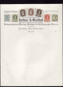 Canada-Arthur A Bartlett letterhead-an early stamp dealer who purchased the