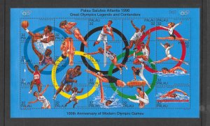 PALAU #401  OLYMPIC LEGENDS SHEET  MNH