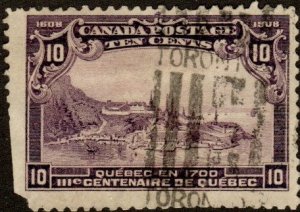 Canada 101 - Used - 10c View of Quebec (Nicked / cut edge) (1908) (cv $125.00)