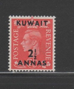KUWAIT #97  1950 2 1/2a on 2 1/2p KING GEORGE VI SURCHARGED MINT  VF LH  O.G  bb