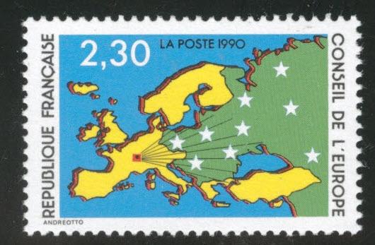 FRANCE Scott 1o47  1990  MNH**  Council of Europe map stamp