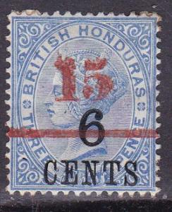 British Honduras 1891 QV 15c Red on 6c 0n 3p blue Scott 37 Fine/Mint(*)