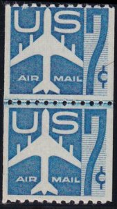 US C52 Var Airmails Mint NH F+ Small Hole Line Pair