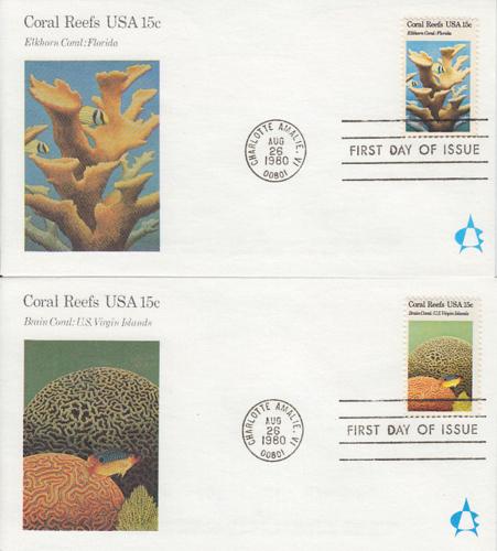 1980 Coral Reefs (Scott 1827-30) 4 Andrews FDCs