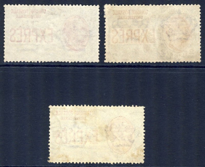 ITALY 1908 E6-E8, U SPECIAL DELIVERY - COMPLETE SET cv$174.50  *Bay Stamps*