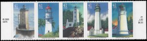 #4146-4150 41c Pacific Lighthouses Strip of 5 2007 Mint NH