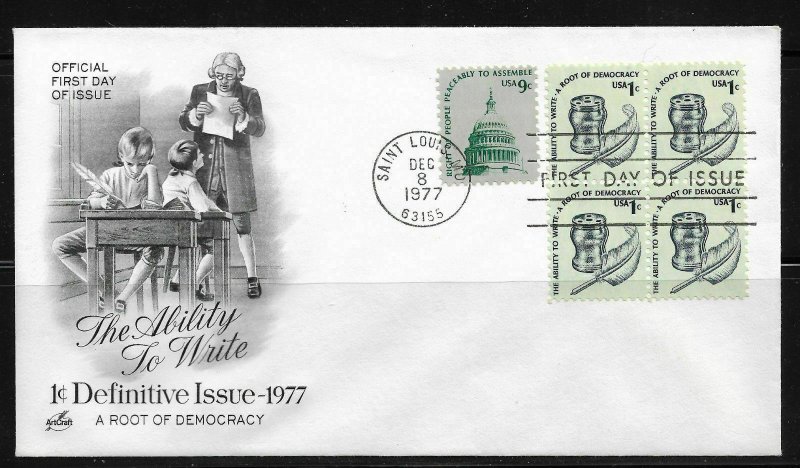 US Cachet FDC 1977,Definitive Issue The Ability to Write ,VF-XF !  