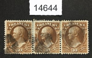 MOMEN: US STAMPS # O81 STRIP OF 3 USED $36+++ LOT #14644