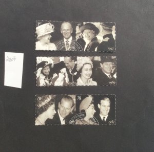 GB 2007. Diamond Wedding anniversary. Set of 6 used stamps. Ex FDC off paper.