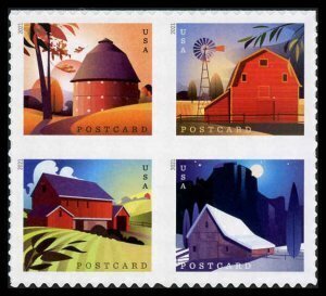 U.S.#5549a Barns 36c (Postcard Rate) Mixed  Block of 4, MNH.