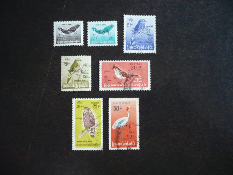 Stamps - Burma - Scott# O105,O107-O112 - Used Part Set of 7 Stamps