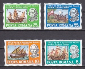 Romania, Scott cat. 3770-3773. Christopher Columbus issue.