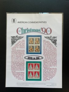 1990 Scott 2514-2515  25c Christmas 1990 stamp panel block of 4 MNH