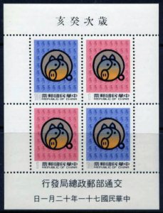 ROC -TAIWAN Sc# 2347A​  1983 New Year Boar S/S MNH