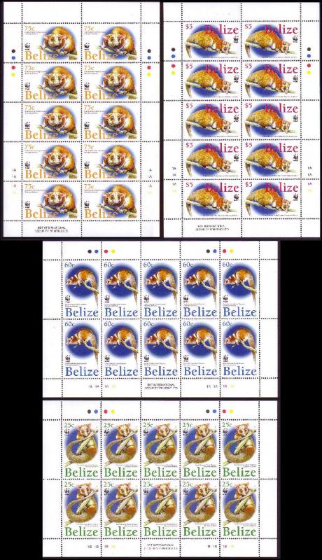 Belize WWF American Woolly Opossum 4 Sheetlets of 10 stamps each 10 sets