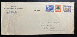 1951 Durban South Africa US Consulate Diplomatic Cover To Tobacco Winston NC USA