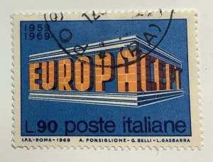 Italy 1969 Scott 1001 used - 90 L, Europa, common design