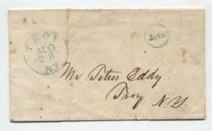 1846 Troy NY 2 cent drop rate handstamp stampless cover [5247.77]