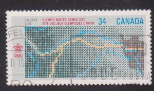 SC# 1077 - (34c) - Winter Olympics, Calgary - 'Computer Map', used single