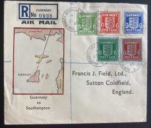 1945 Guernsey Channel Islands Occupation England Airmail Cover #N4 5 Blue Paper