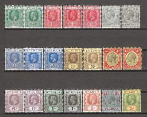 ST LUCIA 1912/21 SG 78/88 & Shades MINT Cat £208