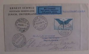 SWITZERLAND  FLIGHT 1923 GENEVA,B/S BASRA FORWARDED B/S LONDON FOLDED