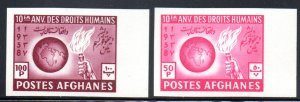 AFGHANISTAN 466-7 MNH IMPERF SCV $3.50 BIN $2.10 FLAME, GLOBE