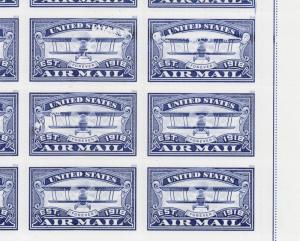 US Sc 5281 MNH. 2018 blue AIR MAIL forever sheet with printing/plate faults, VF