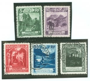 Liechtenstein #95a/96b/97a/99b/103a Used Single