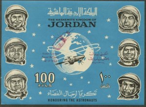 JORDAN Sc#527E Note 1965 Cosmonauts  S/S with Rd-Vio Leonov-Belyaev Ovpt OG MNH