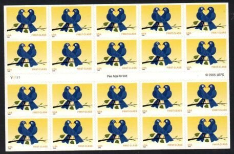 US Stamp #3976 MNH - Non-Denominated LOVE Birds Full Pane of 20