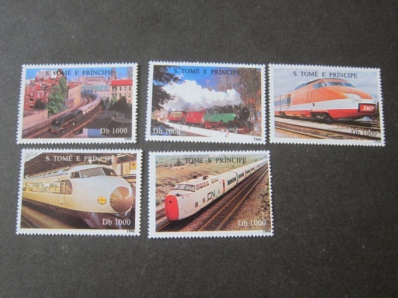 St. Thomas & Prince 1996 Sc 1280-4 Train set MNH