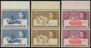 British Antarctic Territory #1-3 Queen Elizabeth Postage Pairs 1963 Mint NH OG