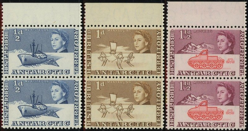 British Antarctic Territory #1-3 Queen Elizabeth Postage Pairs 1963 Mint NH OG