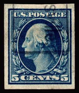 U.S. Scott #347: 1909 5¢ George Washington, Imperf, Used, VF