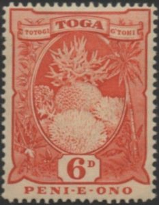 Tonga 1897 SG47a 6d Coral wmk sideways MH