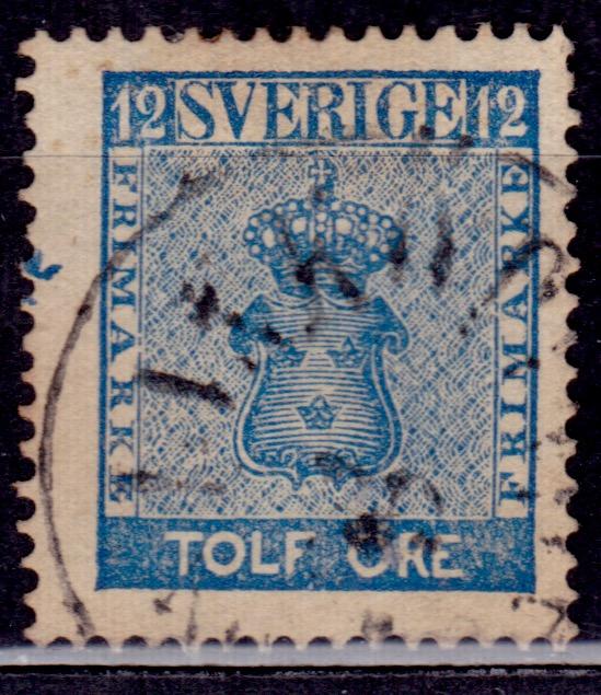 Sweden, 1858-62, Coat of Arms, 12o, sc#8, used