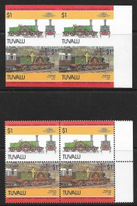 TUVALU SG319a 1985 RAILWAY LOCOS $1 IMPERF PAIR MNH