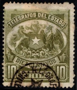 1880's Chile Revenue State Telegraphs 10 & 20 Centavos 2 Stamps Used